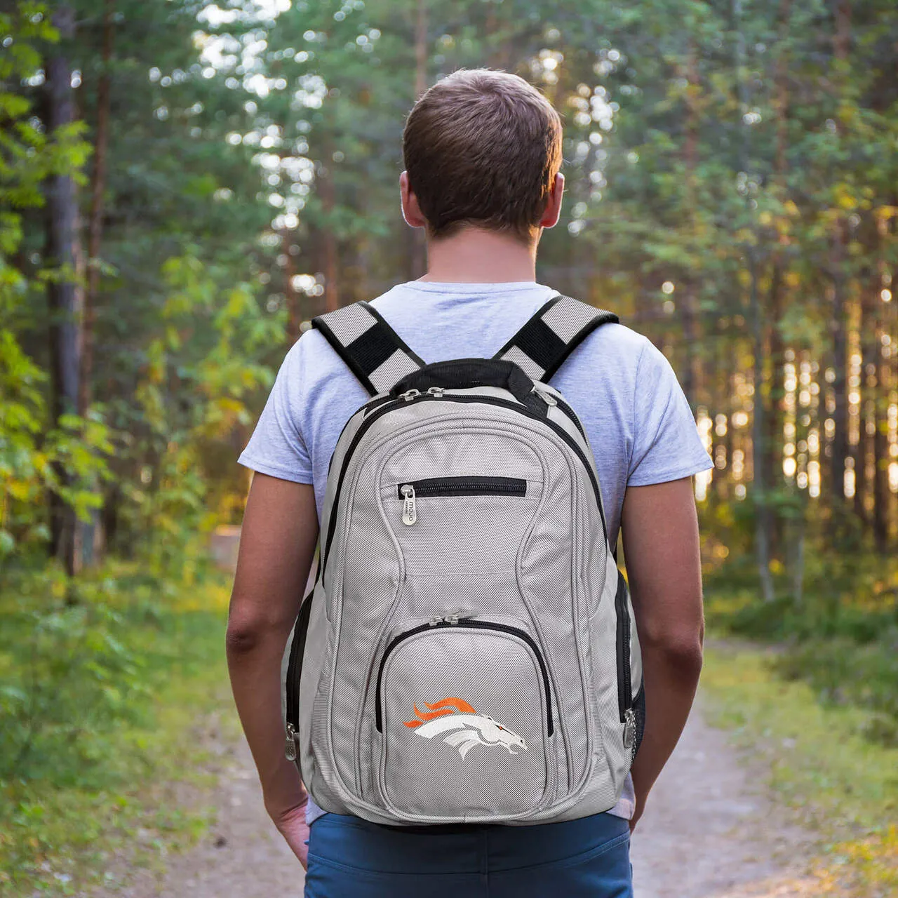 Broncos Backpack | Denver Broncos Laptop Backpack- Gray