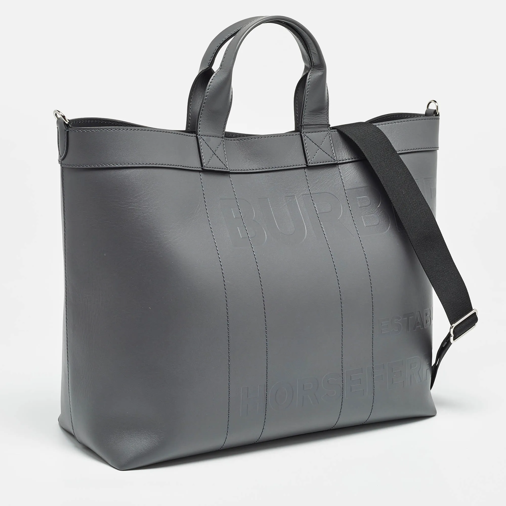 BURBERRY Ash Grey Leather Ormond Tote