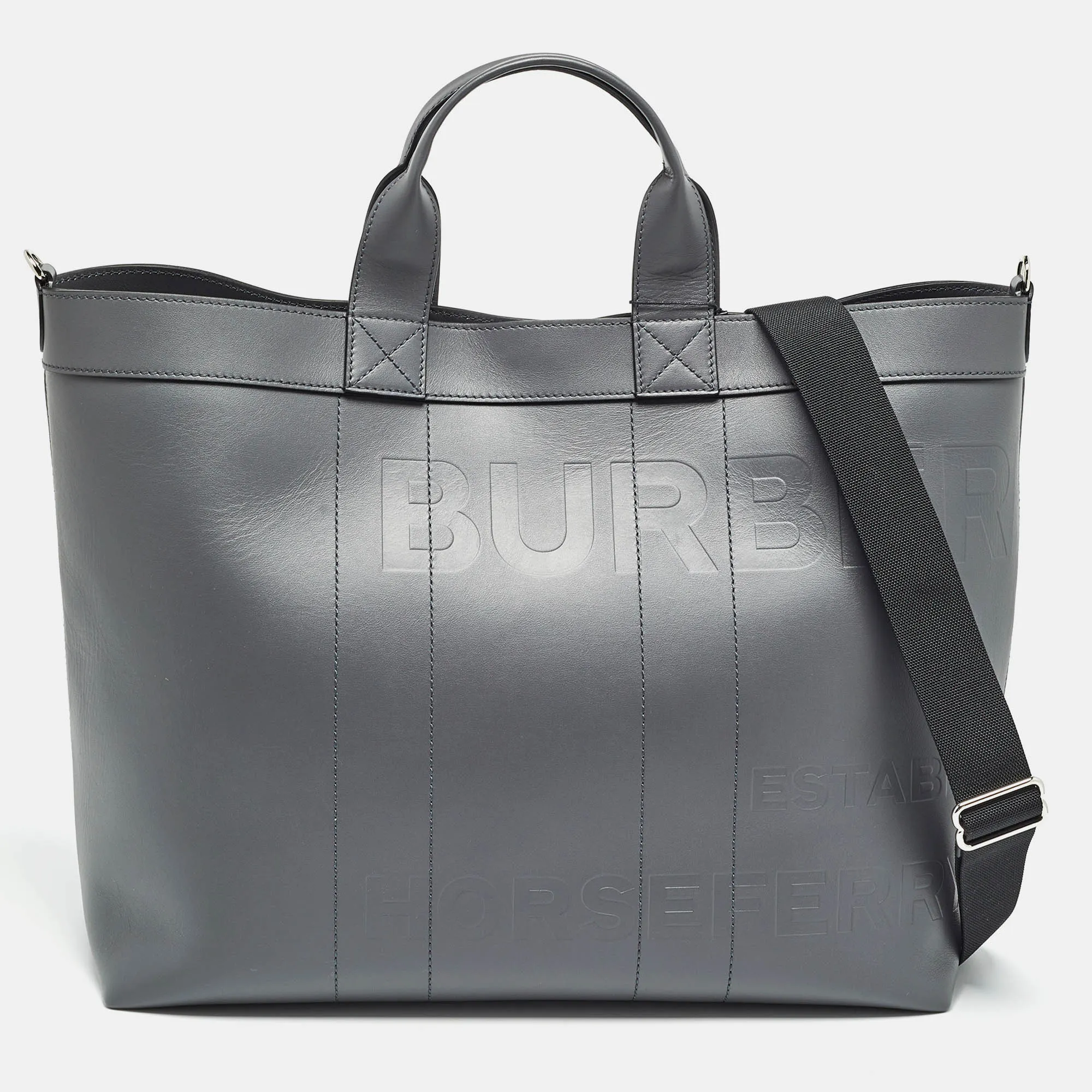 BURBERRY Ash Grey Leather Ormond Tote