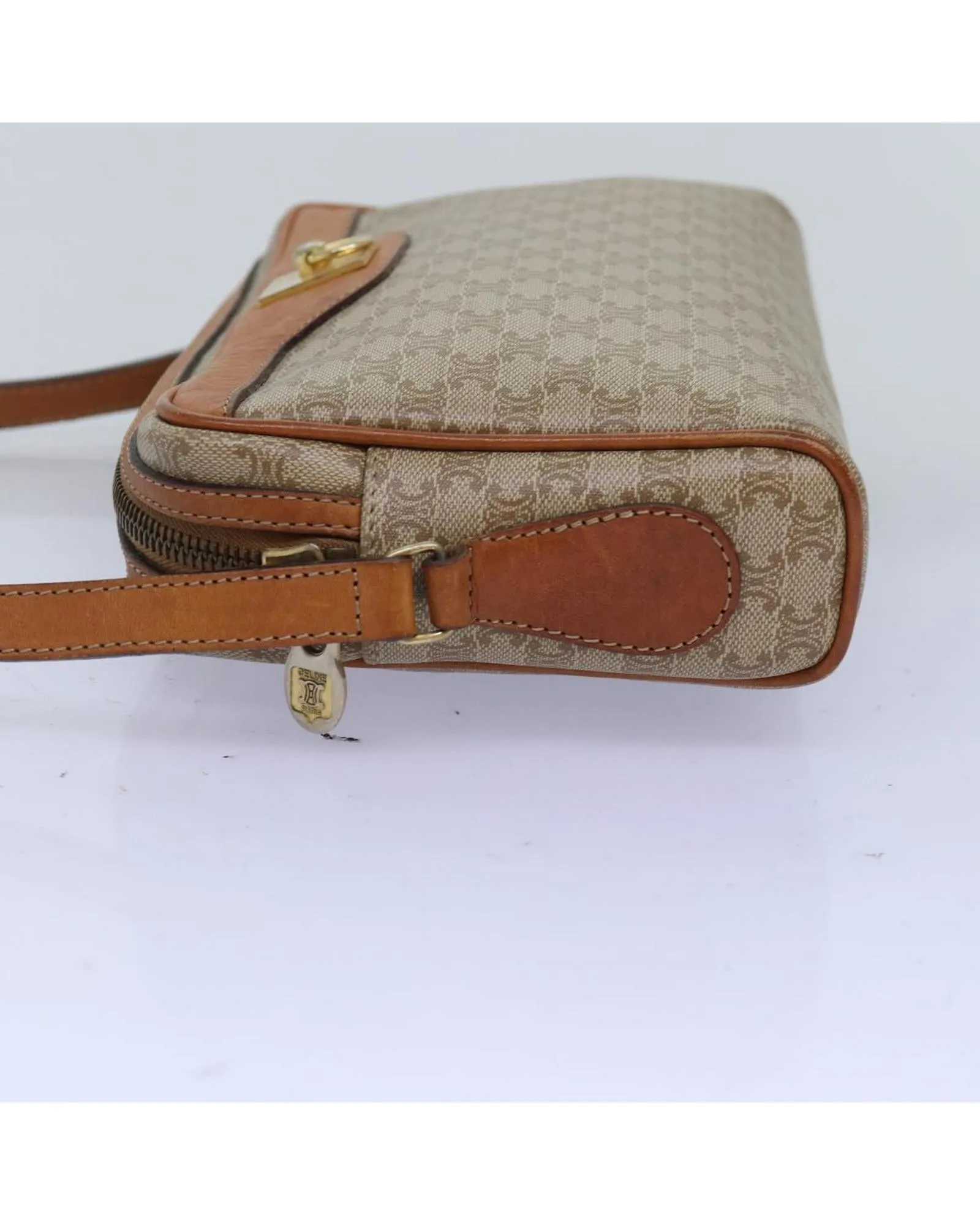 CELINE Vintage Brown Canvas & Leather Crossbody Bag