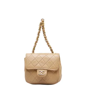 Chanel Mini Matrasse Coco Shoulder Bag Mini Pochette Beige G Leather  CHANEL