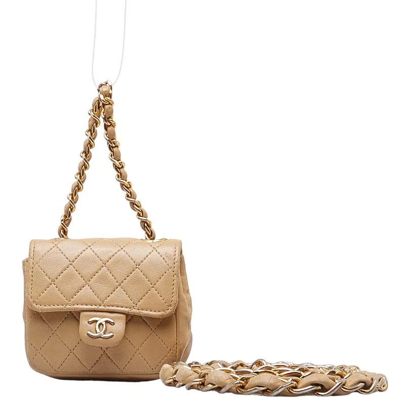 Chanel Mini Matrasse Coco Shoulder Bag Mini Pochette Beige G Leather  CHANEL