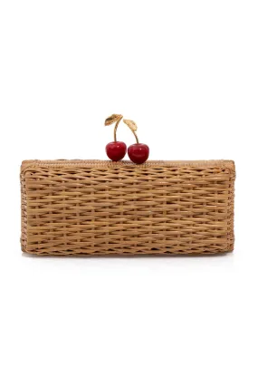 CHERRY HAND-WOVEN RATTAN CLUTCH