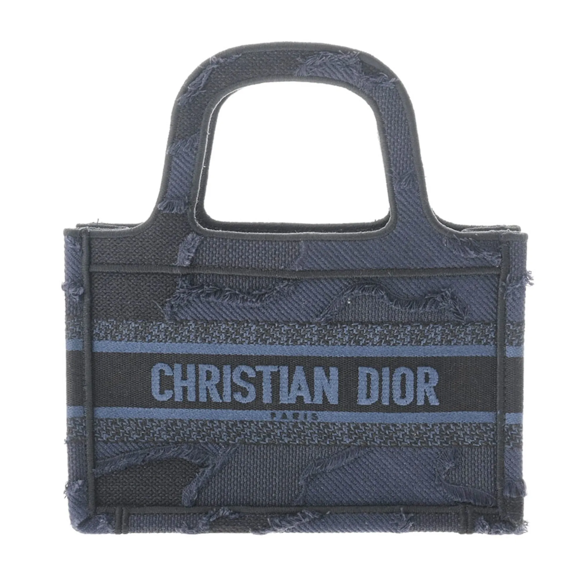 CHRISTIAN DIOR Book Tote Navy Women's Canvas Handbag