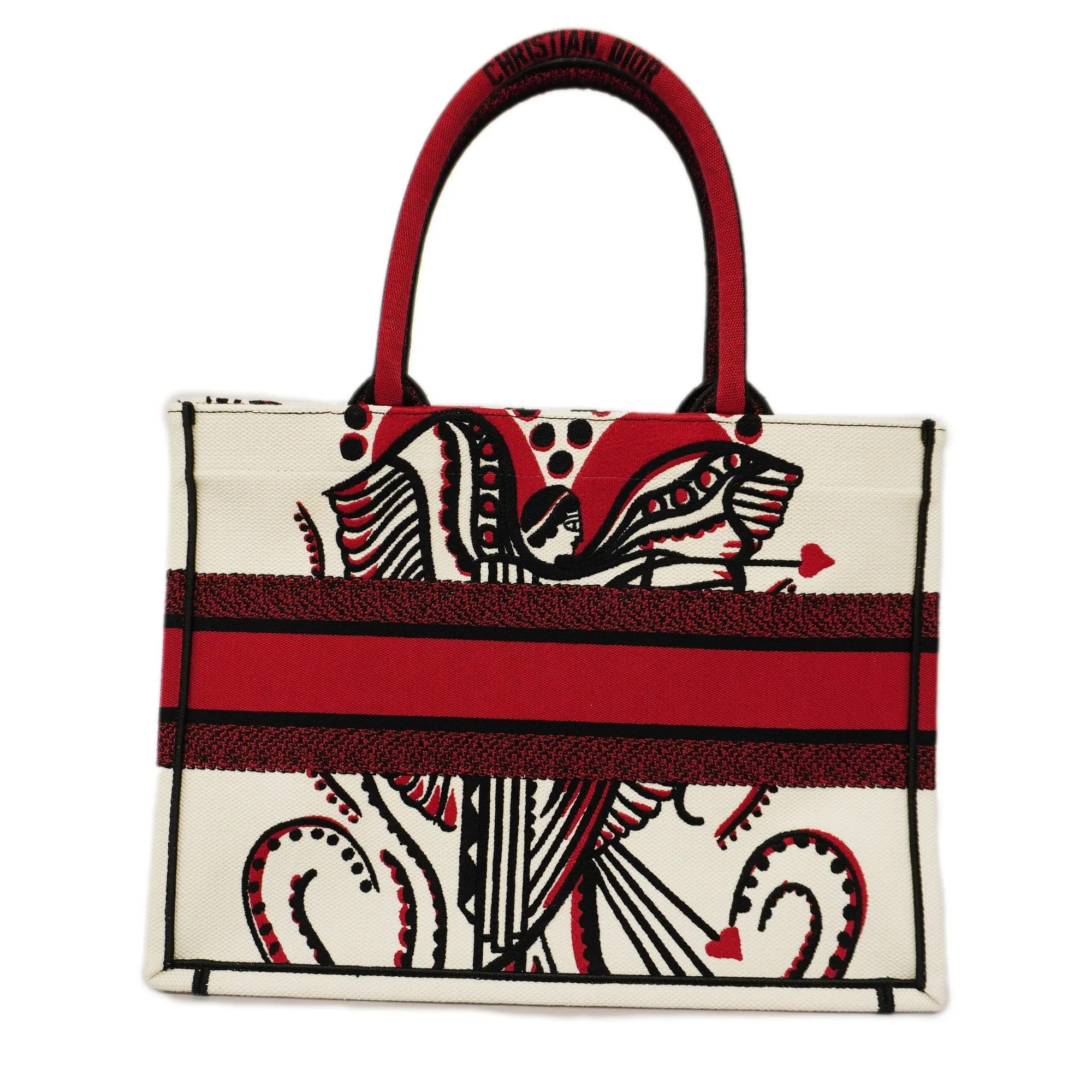 CHRISTIAN DIORAuth  Book Tote Women's Canvas Tote Bag Black,Ivory,Red Color