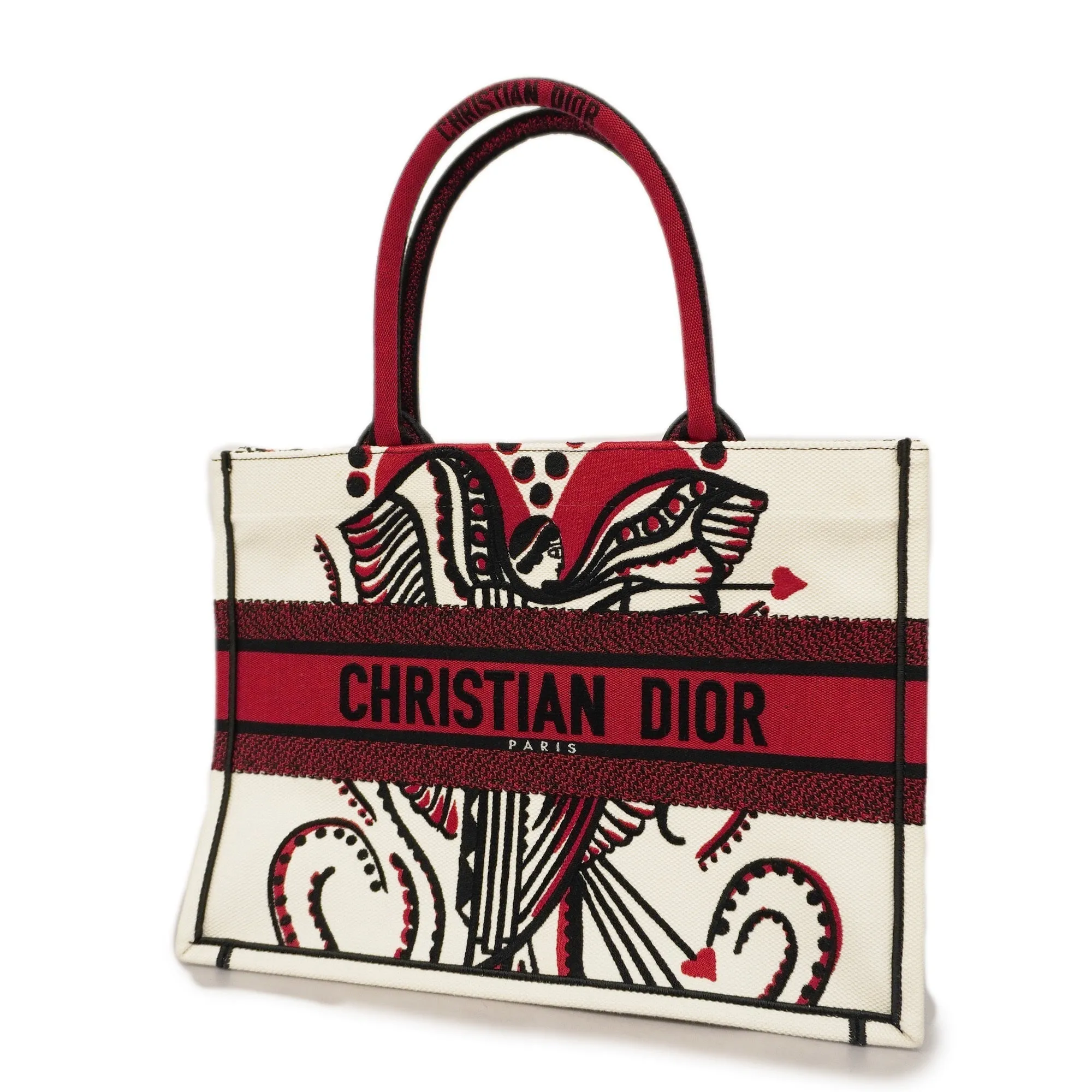 CHRISTIAN DIORAuth  Book Tote Women's Canvas Tote Bag Black,Ivory,Red Color