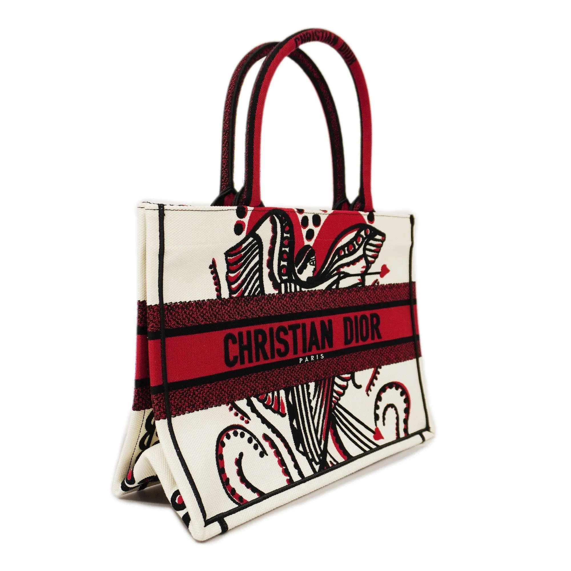 CHRISTIAN DIORAuth  Book Tote Women's Canvas Tote Bag Black,Ivory,Red Color