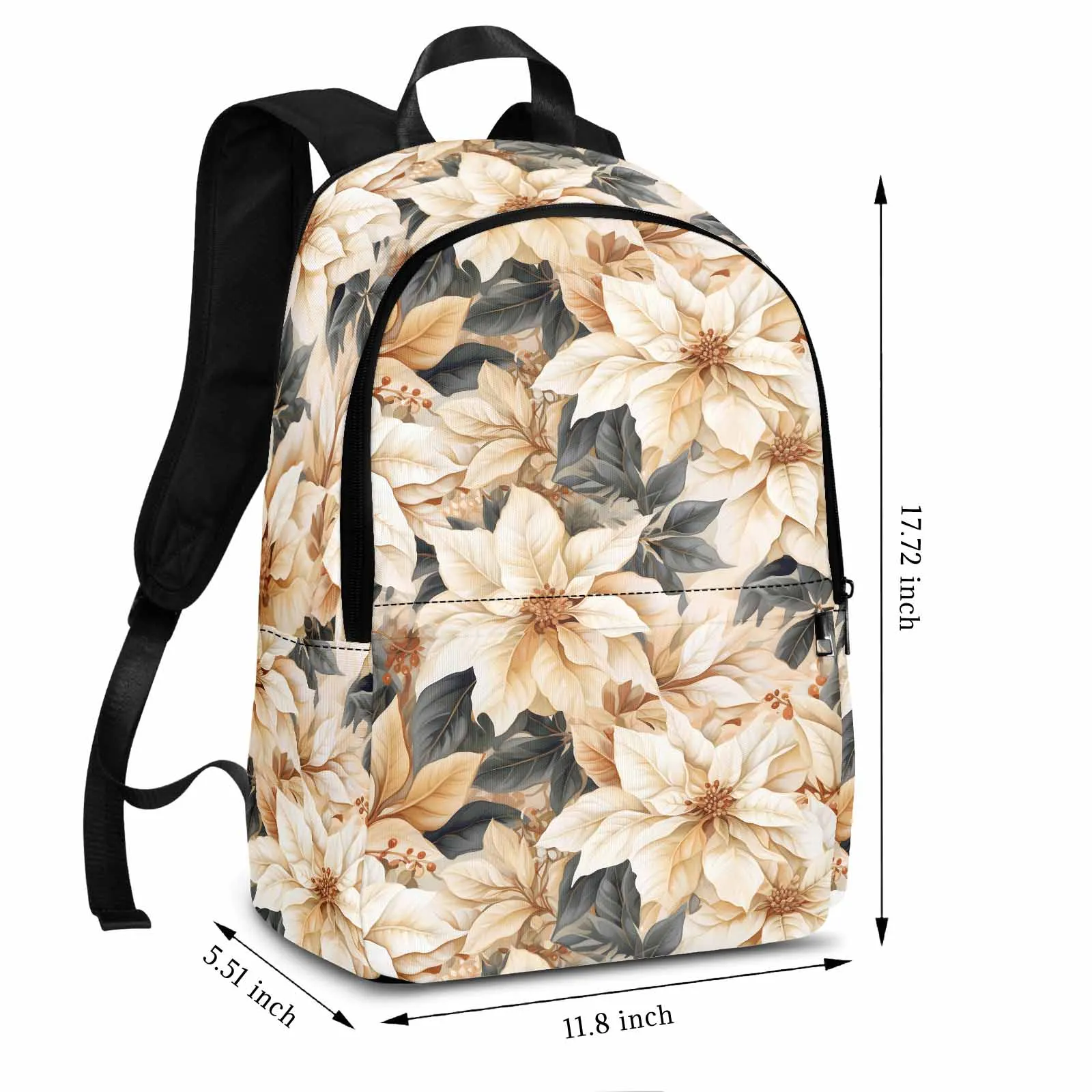 Cream Poinsettia2  Adult Casual Backpack