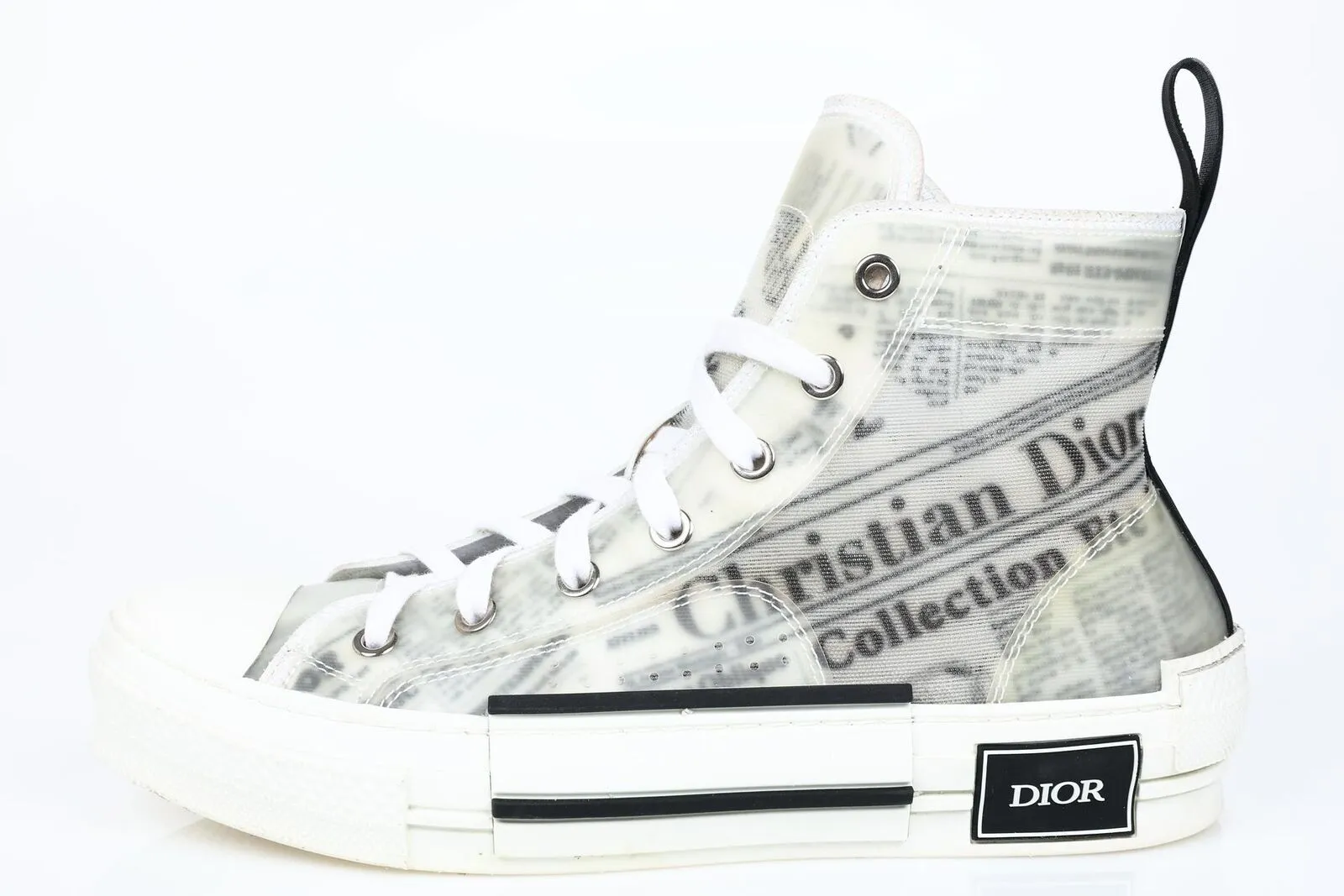 DIOR X DANIEL ARSHAM NEWSPAPER PRINT B23 HIGH TOP SNEAKERS