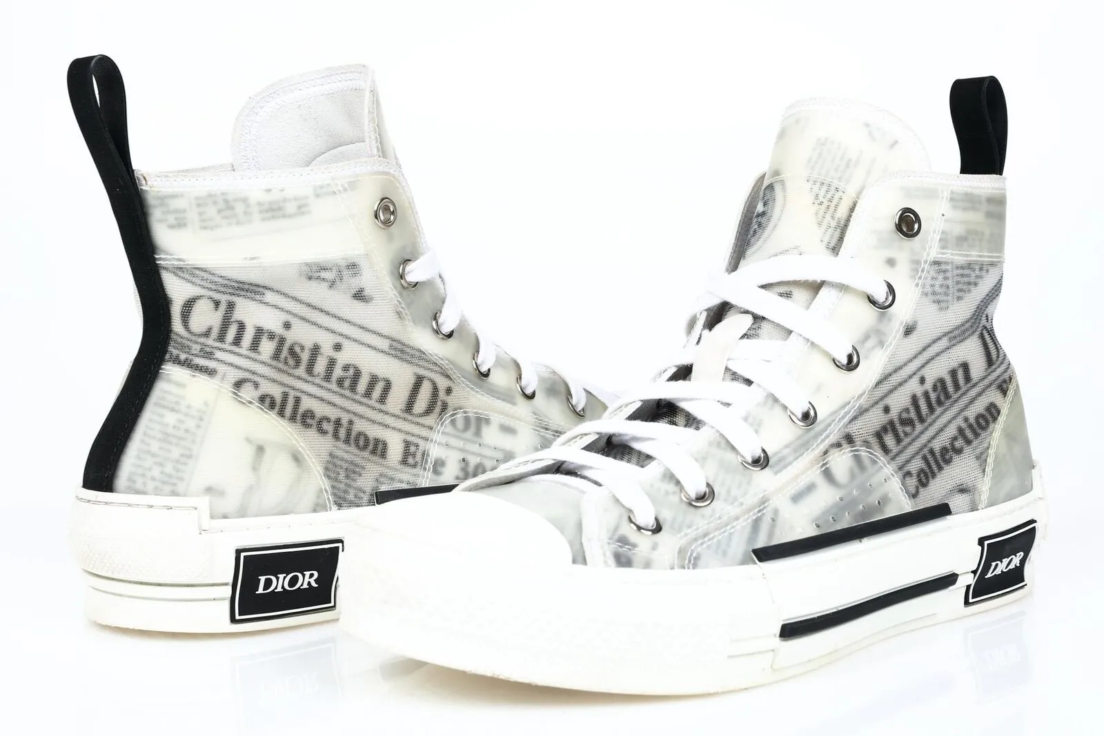 DIOR X DANIEL ARSHAM NEWSPAPER PRINT B23 HIGH TOP SNEAKERS