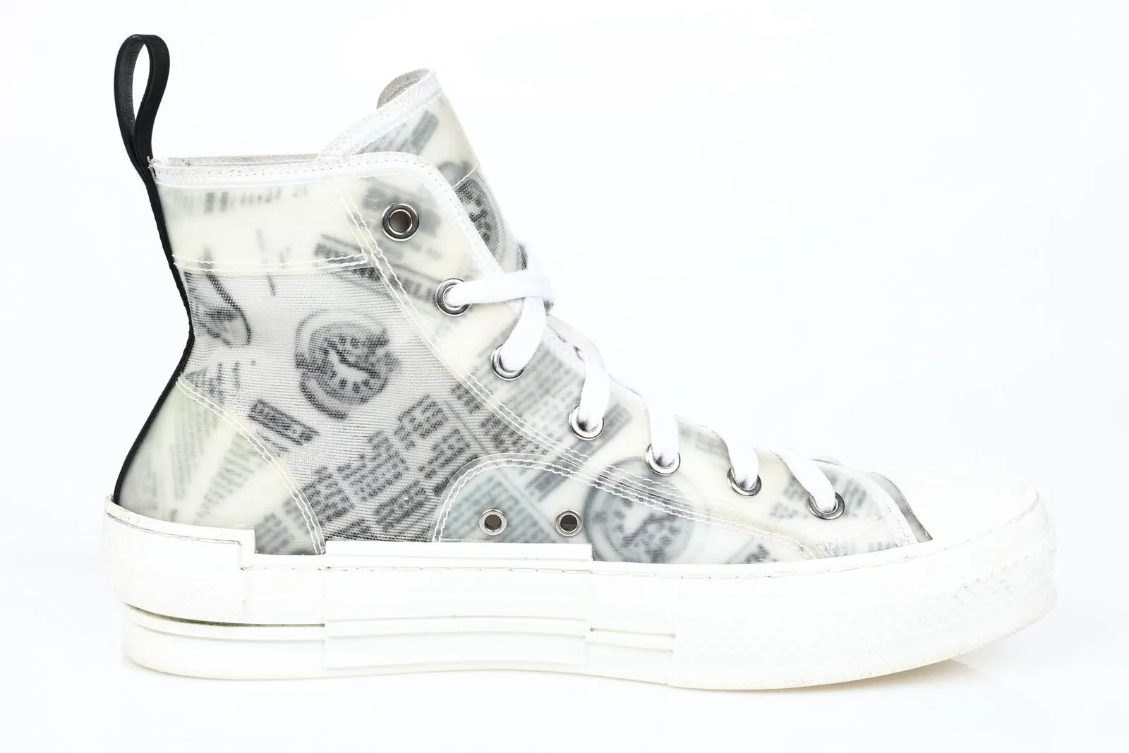 DIOR X DANIEL ARSHAM NEWSPAPER PRINT B23 HIGH TOP SNEAKERS