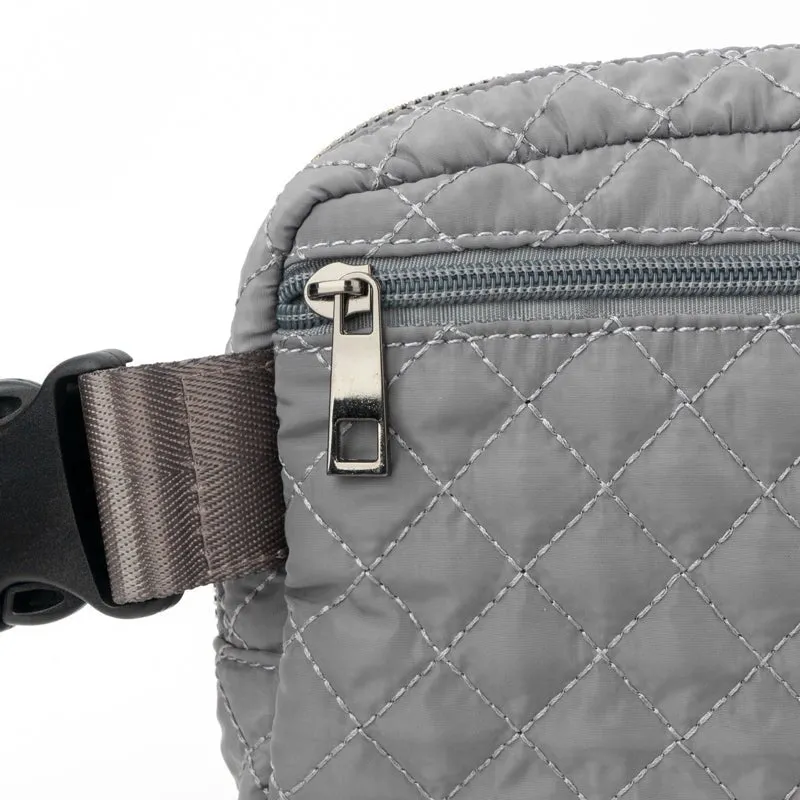 Dixie Quilted Belt/Crossbody Bag - Grey