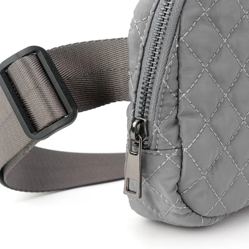 Dixie Quilted Belt/Crossbody Bag - Grey