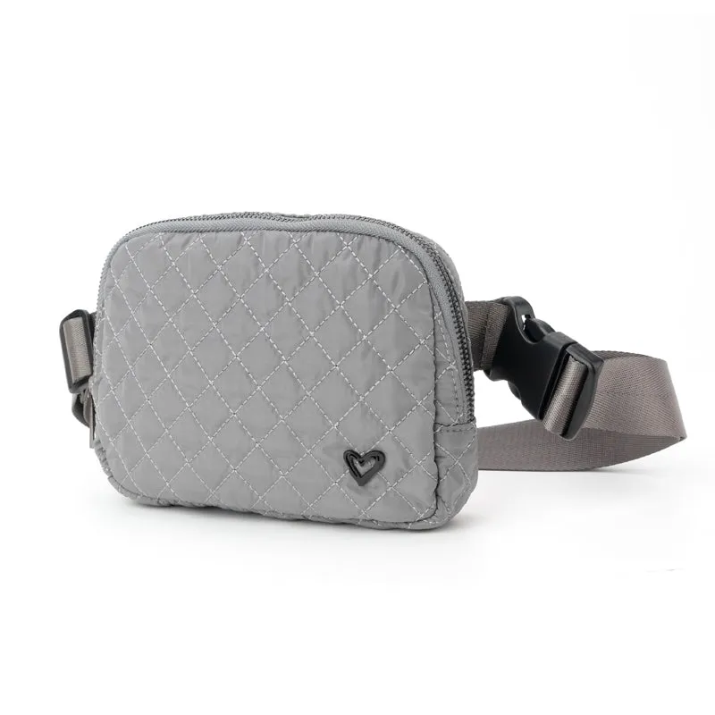 Dixie Quilted Belt/Crossbody Bag - Grey