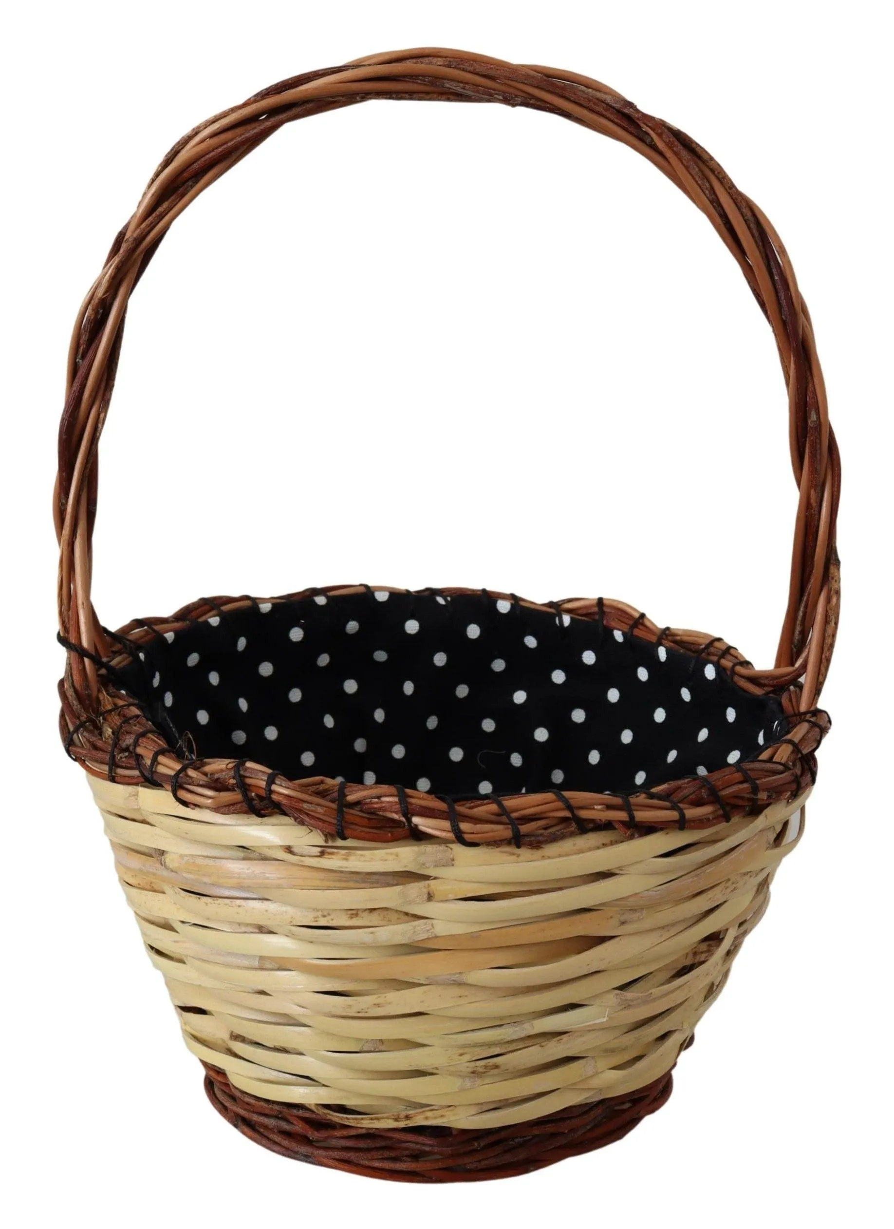 Dolce & Gabbana Beige Wood Wicker Rattan Basket Tote Bag