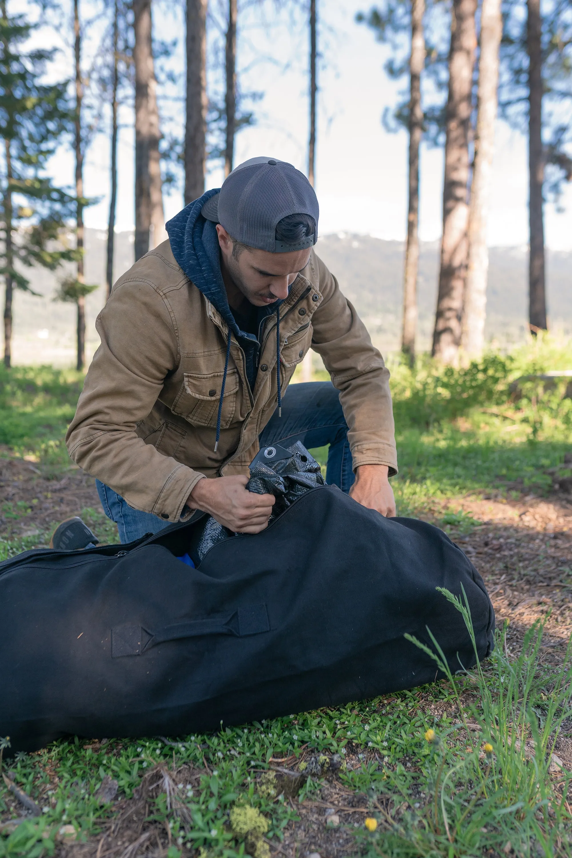 Duffel Bag With Zipper - Black - 42 In X 15 In X 15 In