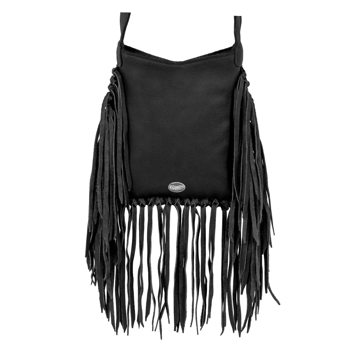 Fringed Cowgirl Messenger Crossbody - Black Hair on Hide