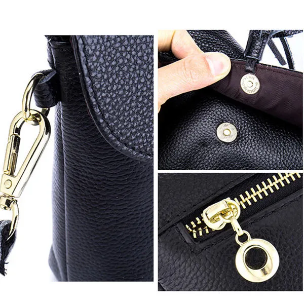 Genuine Leather Tassel Mini Shoulder Bags Vintage Hasp Crossbody 5.5'' Phone