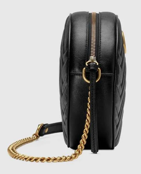 GG Marmont Mini Round Shoulder Bag, Black