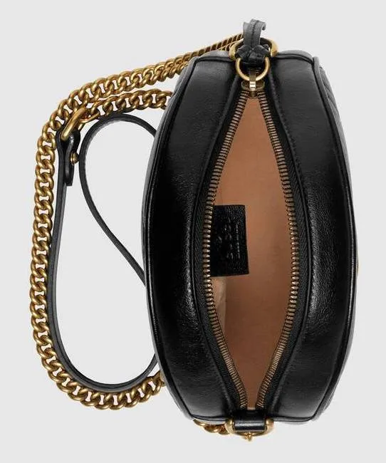 GG Marmont Mini Round Shoulder Bag, Black