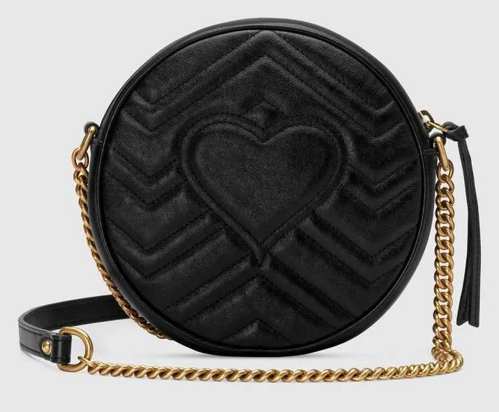 GG Marmont Mini Round Shoulder Bag, Black