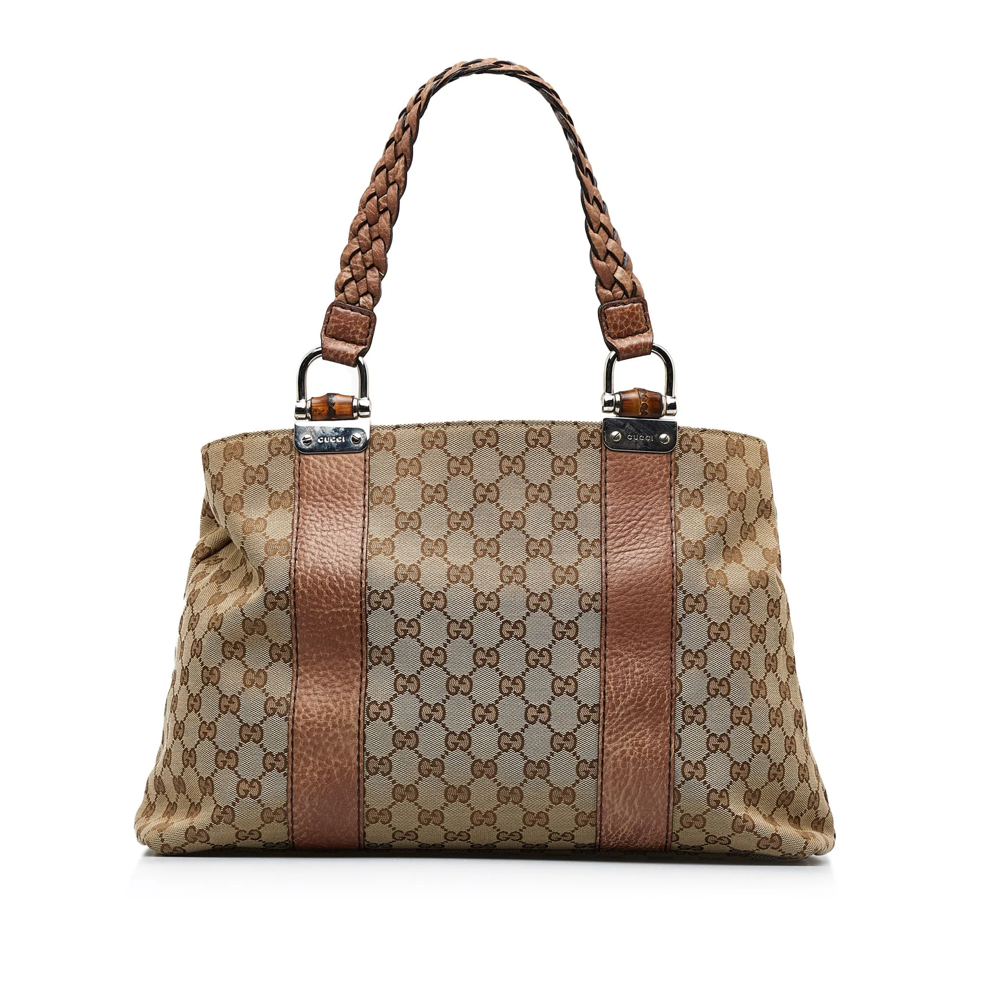 GUCCI Medium GG Canvas Bamboo Bar Tote Tote Bag