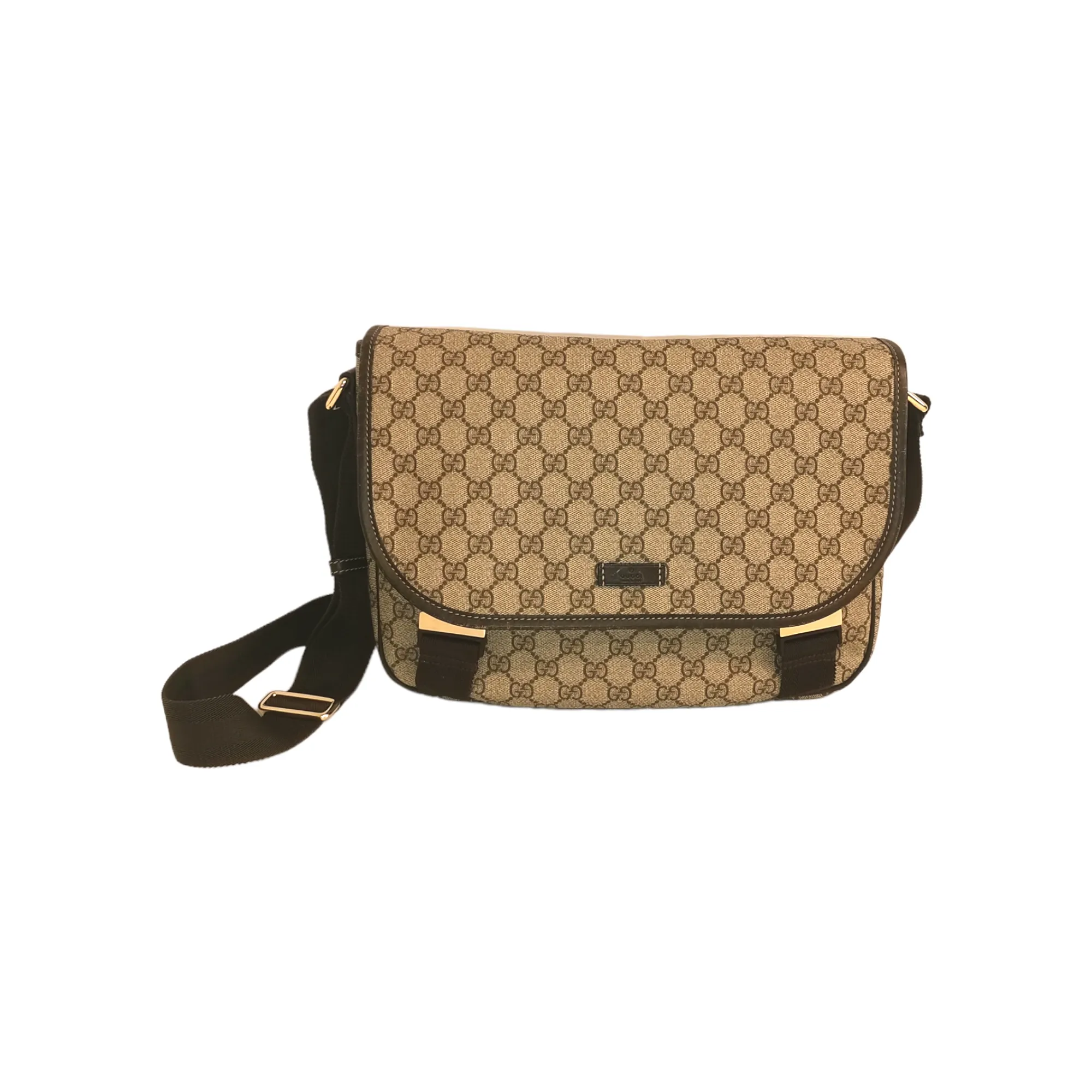 Gucci Messenger Bag GG Canvas Brown Leather