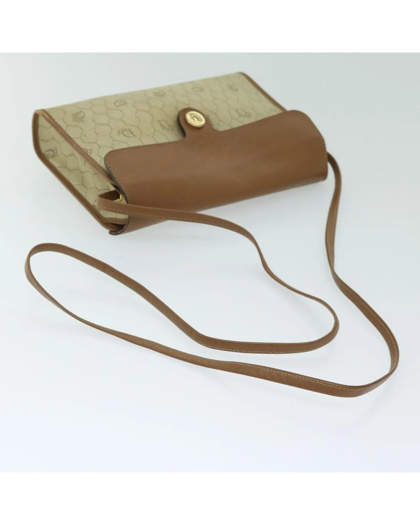 Honeycomb Canvas Shoulder Bag with PVC Leather Trim