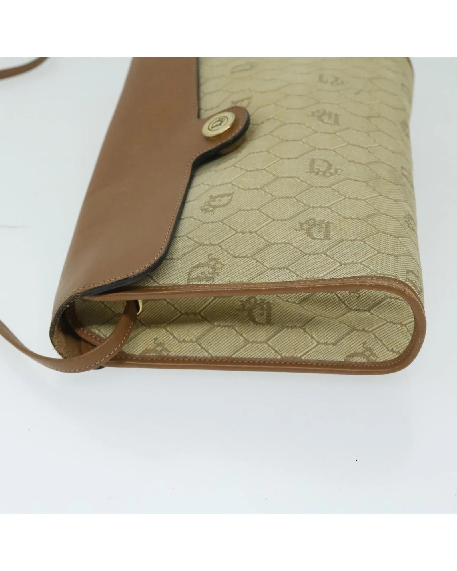 Honeycomb Canvas Shoulder Bag with PVC Leather Trim