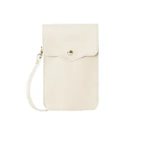 Italian Leather Crossbody Phone Pouch Cream