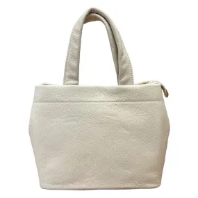 Italian Leather Mini Tote Bag in Cream