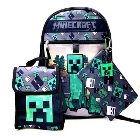 Minecraft Creeper 5 Piece 16 Inch Backpack Set