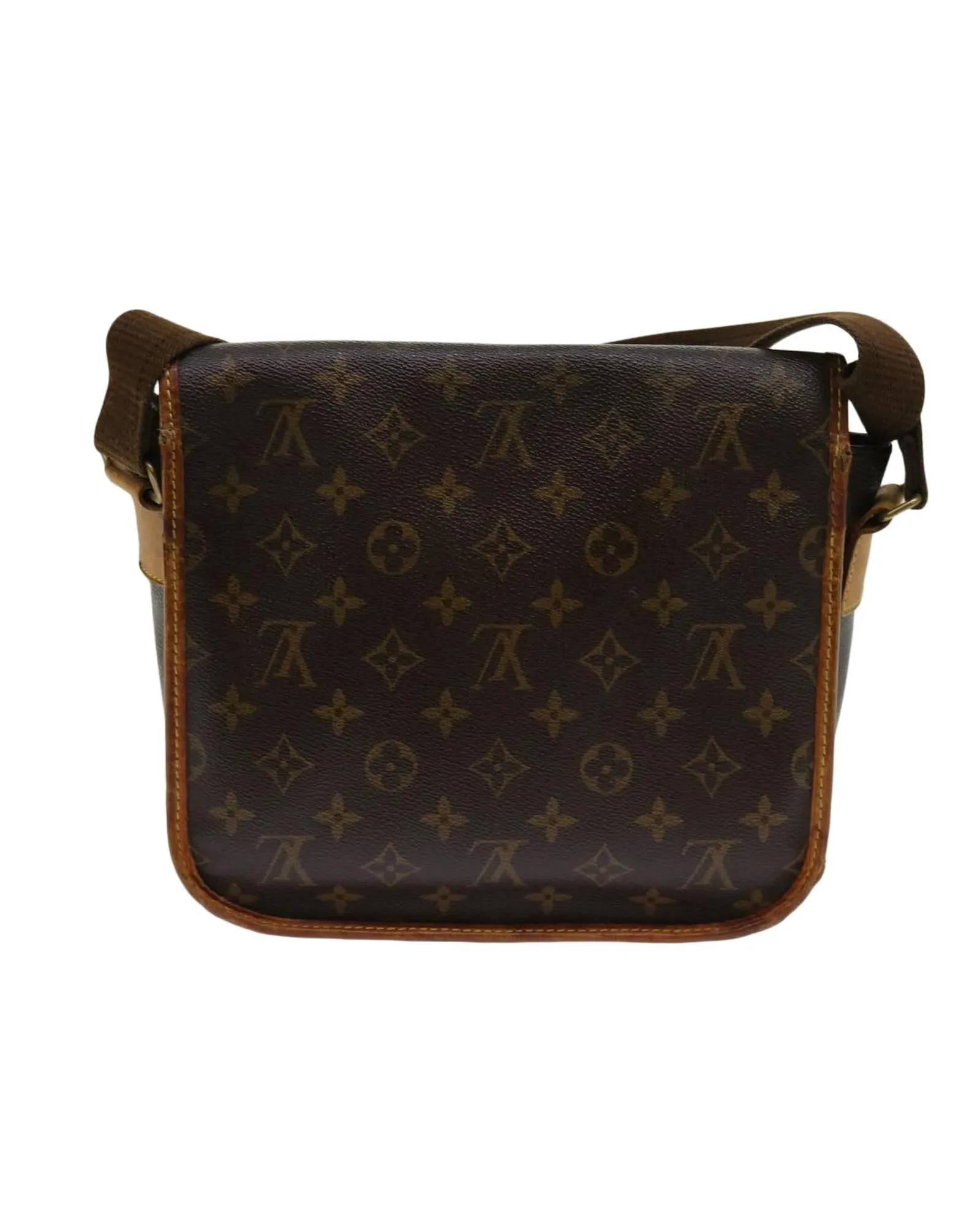 Monogram Shoulder Messenger Bag with Adjustable Strap and Multiple Compartments