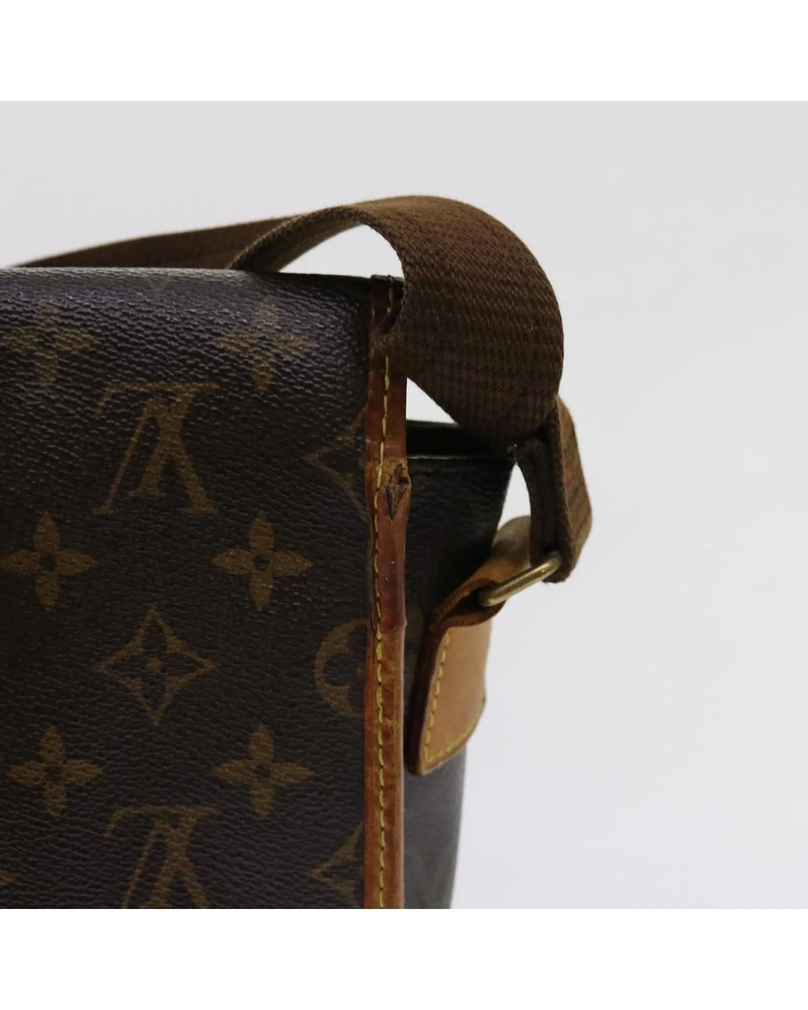 Monogram Shoulder Messenger Bag with Adjustable Strap and Multiple Compartments