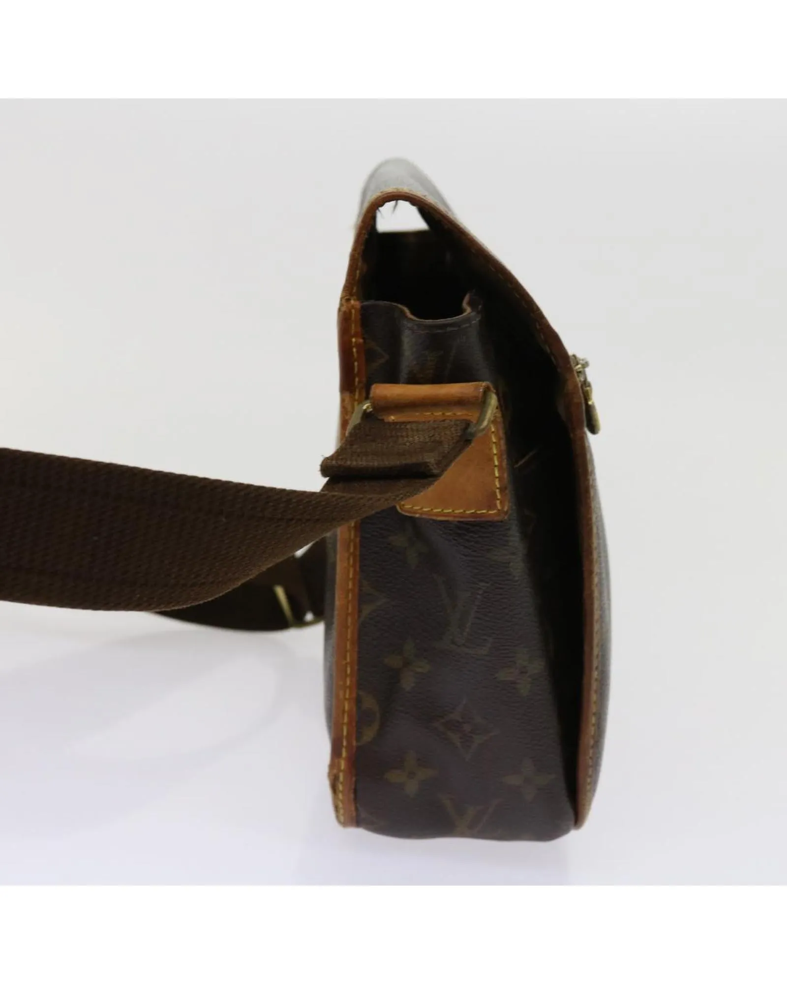 Monogram Shoulder Messenger Bag with Adjustable Strap and Multiple Compartments