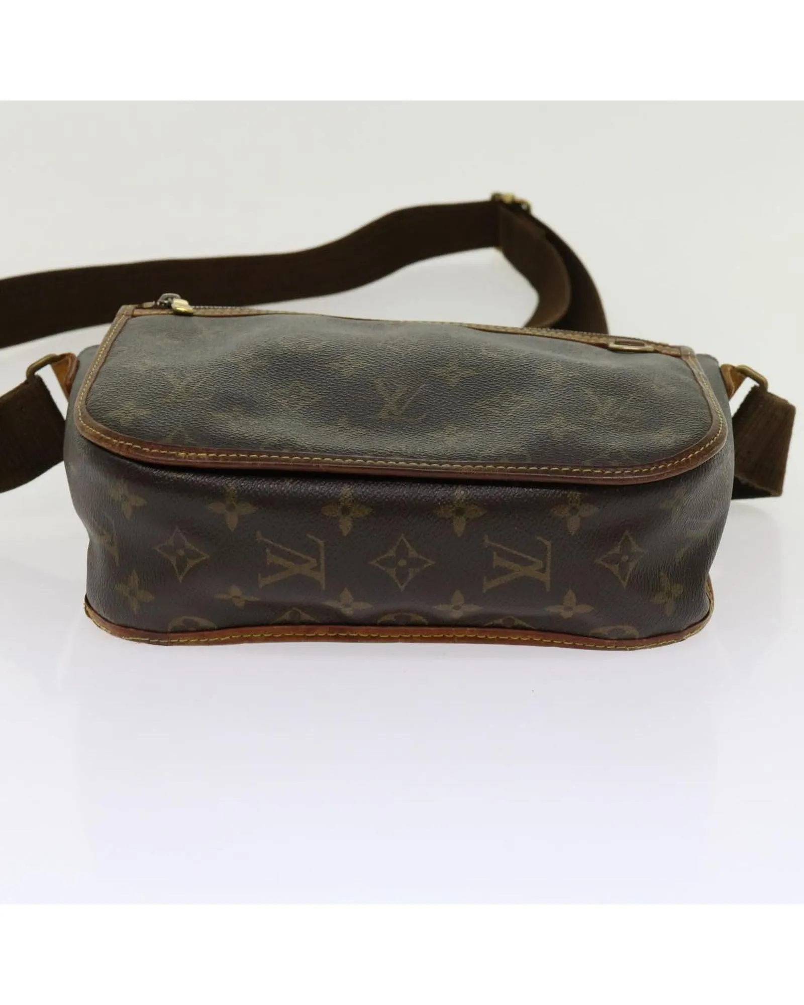 Monogram Shoulder Messenger Bag with Adjustable Strap and Multiple Compartments