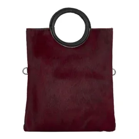 Multi-use Tote in Burgundy Fur with Pouch