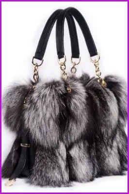 Real Silver Fox Fur Messenger Bags F3669