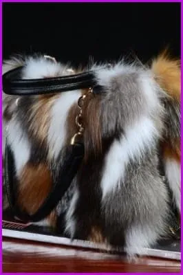 Real Silver Fox Fur Messenger Bags F3669