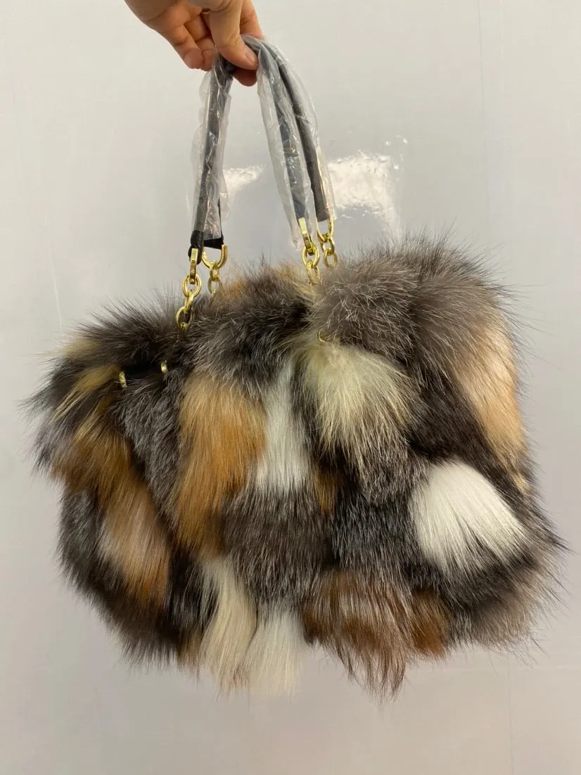 Real Silver Fox Fur Messenger Bags F3669