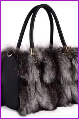 Real Silver Fox Fur Messenger Bags F3669