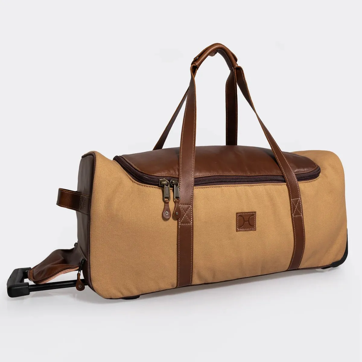 Thandana Wax Canvas & Leather Wheeled Duffel Bag