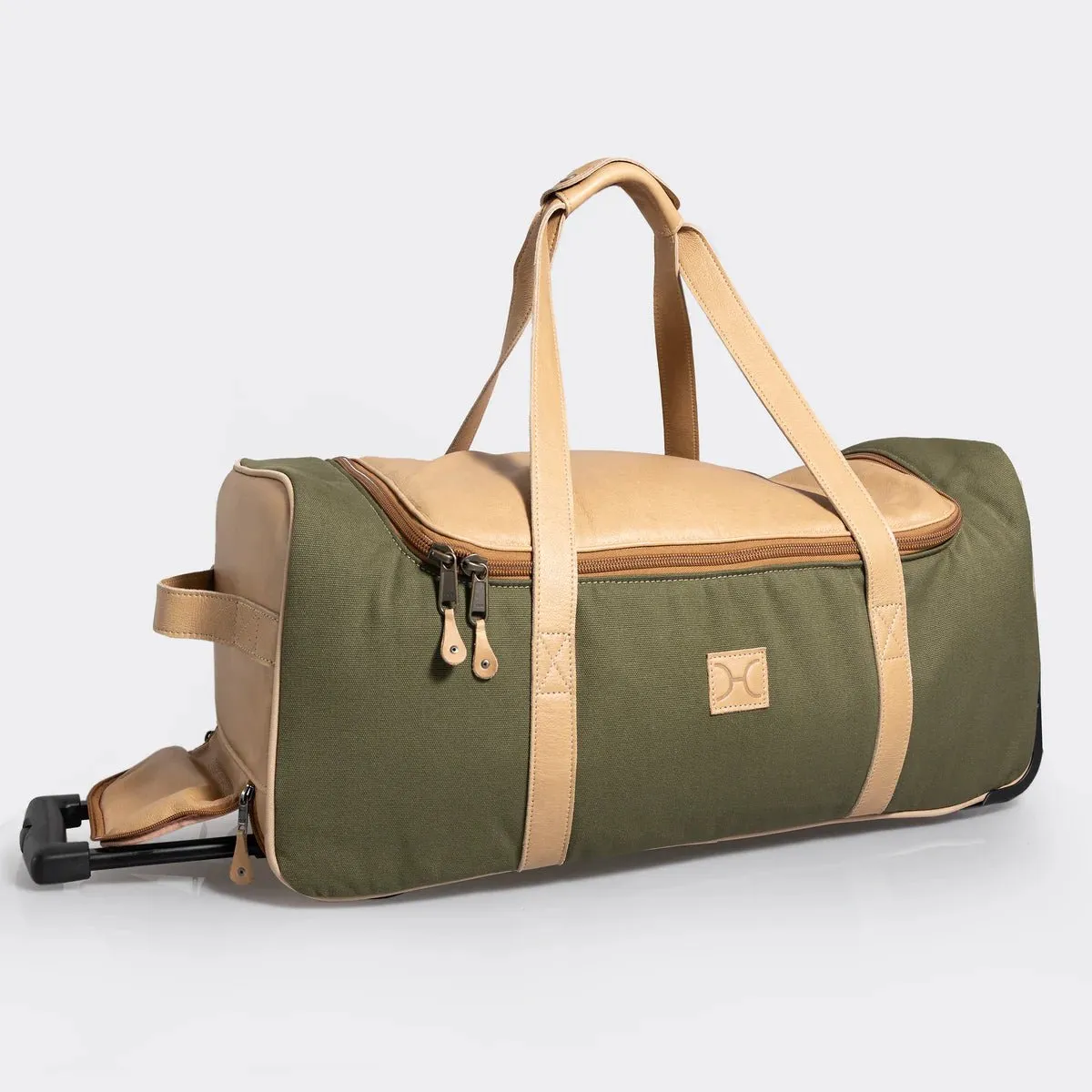 Thandana Wax Canvas & Leather Wheeled Duffel Bag