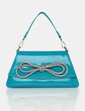 The Faya Teal Bow Detail Diamante Crossbody Bag