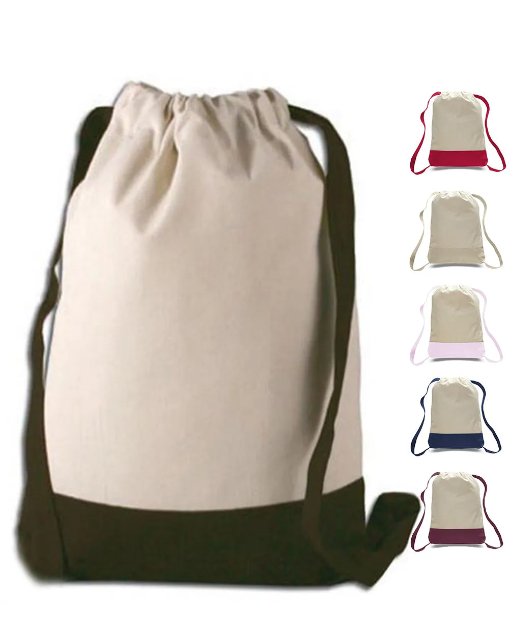 Two Tone Canvas Sport Backpacks / Wholesale Drawstring Bags - BPK57