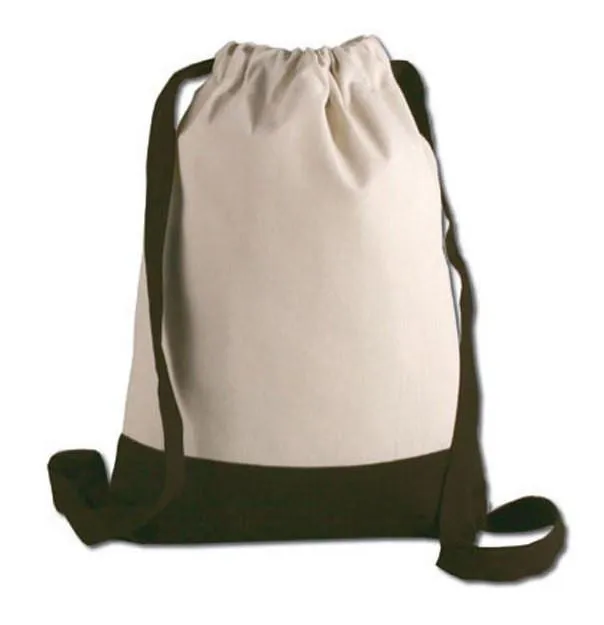 Two Tone Canvas Sport Backpacks / Wholesale Drawstring Bags - BPK57