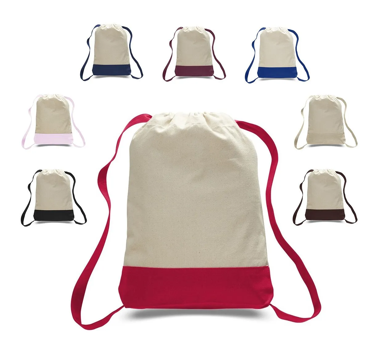 Two Tone Canvas Sport Backpacks / Wholesale Drawstring Bags - BPK57