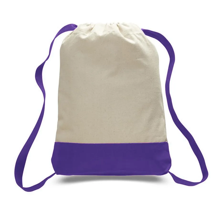 Two Tone Canvas Sport Backpacks / Wholesale Drawstring Bags - BPK57