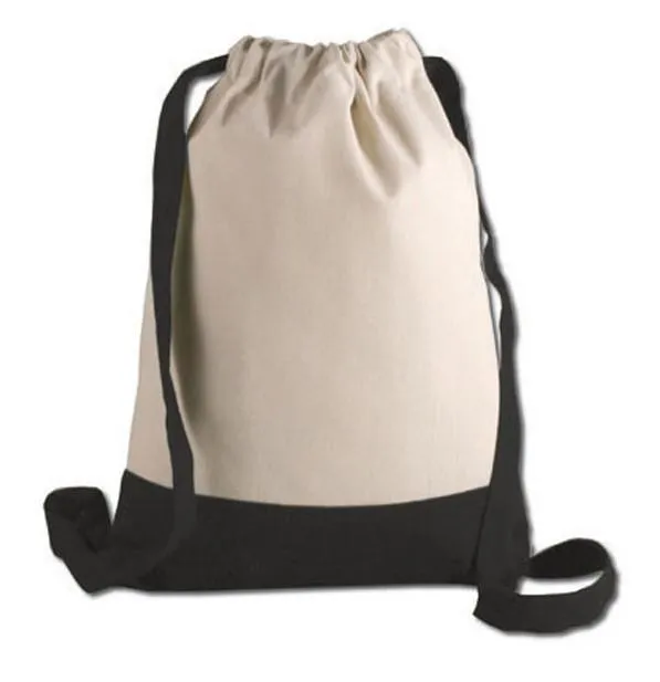 Two Tone Canvas Sport Backpacks / Wholesale Drawstring Bags - BPK57