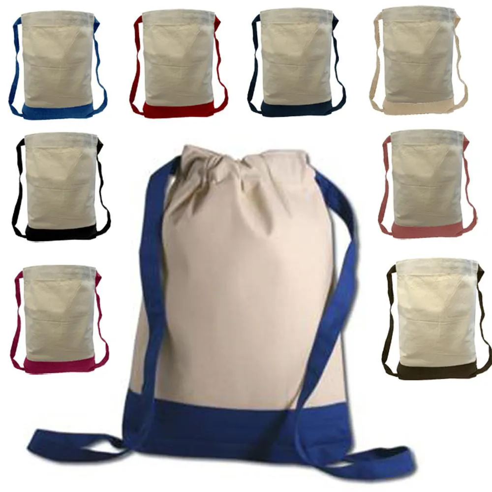 Two Tone Canvas Sport Backpacks / Wholesale Drawstring Bags - BPK57